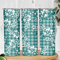 Hibiscus Pakala Aqua Teal Skinny Tumbler Tropical Floral Stylized - Polynesian Pride