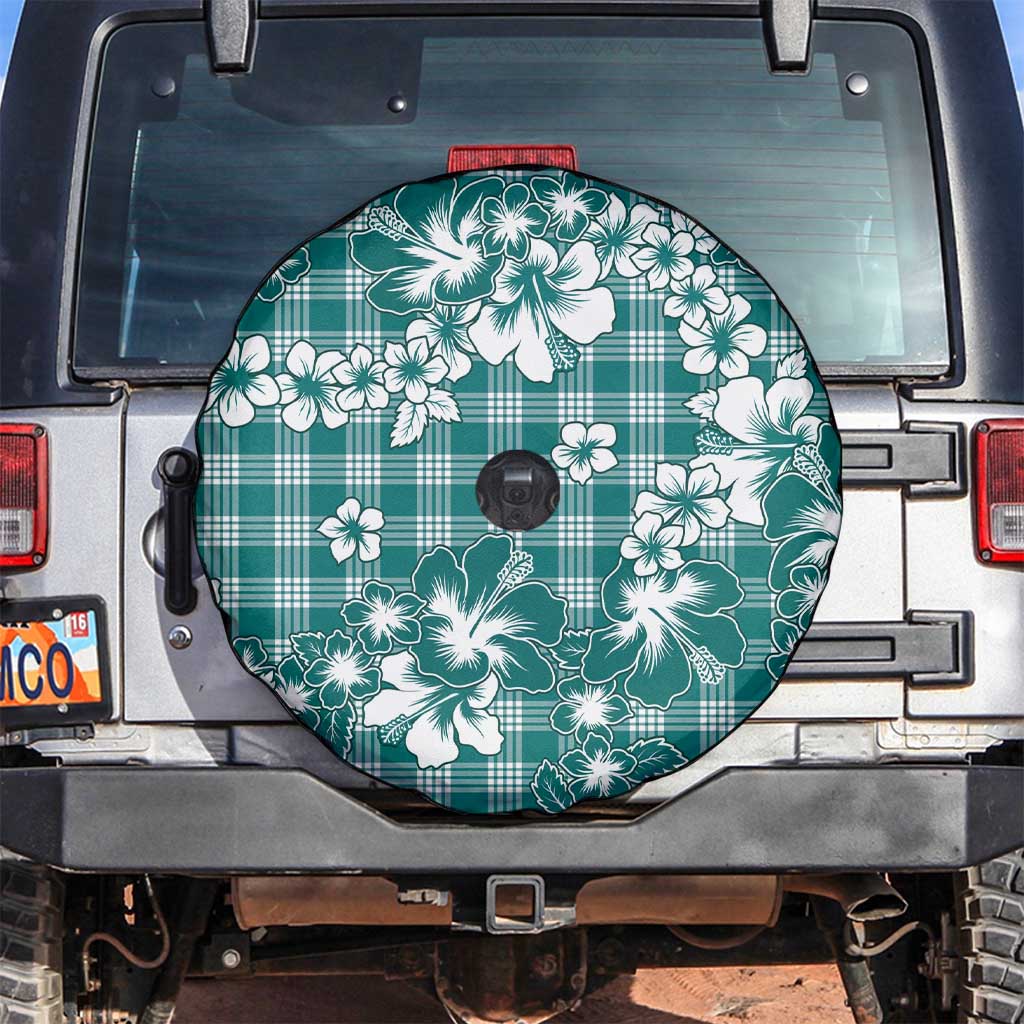 Hibiscus Pakala Aqua Teal Spare Tire Cover Tropical Floral Stylized - Polynesian Pride