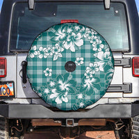 Hibiscus Pakala Aqua Teal Spare Tire Cover Tropical Floral Stylized - Polynesian Pride