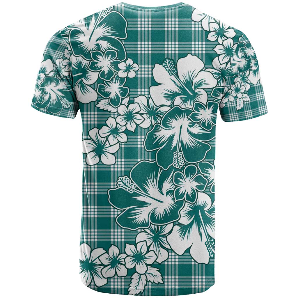 Hibiscus Pakala Aqua Teal T Shirt Tropical Floral Stylized - Polynesian Pride