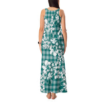 Hibiscus Pakala Aqua Teal Tank Maxi Dress Tropical Floral Stylized - Polynesian Pride