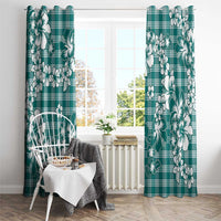 Hibiscus Pakala Aqua Teal Window Curtain Tropical Floral Stylized - Polynesian Pride