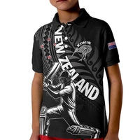 Custom New Zealand Cricket Kid Polo Shirt Maori Kiwi Black Fern