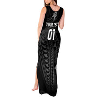 Custom New Zealand Cricket Tank Maxi Dress Maori Kiwi Black Fern