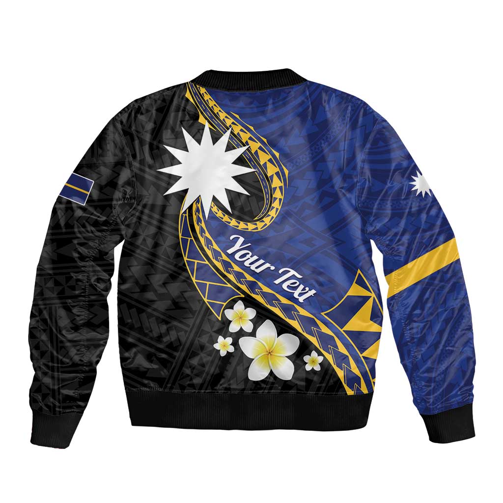 Personalised Nauru Bomber Jacket Naoero Proud Plumeria