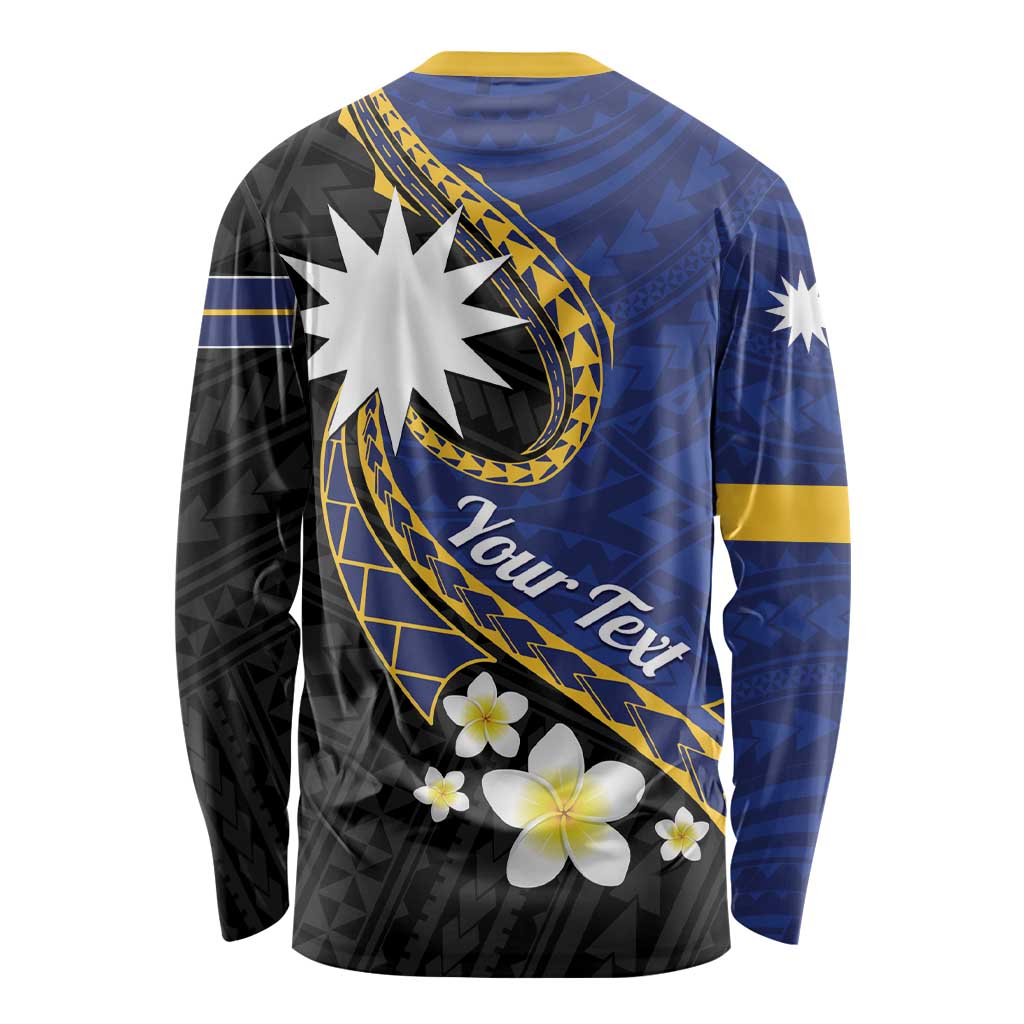 Personalised Nauru Long Sleeve Shirt Naoero Proud Plumeria