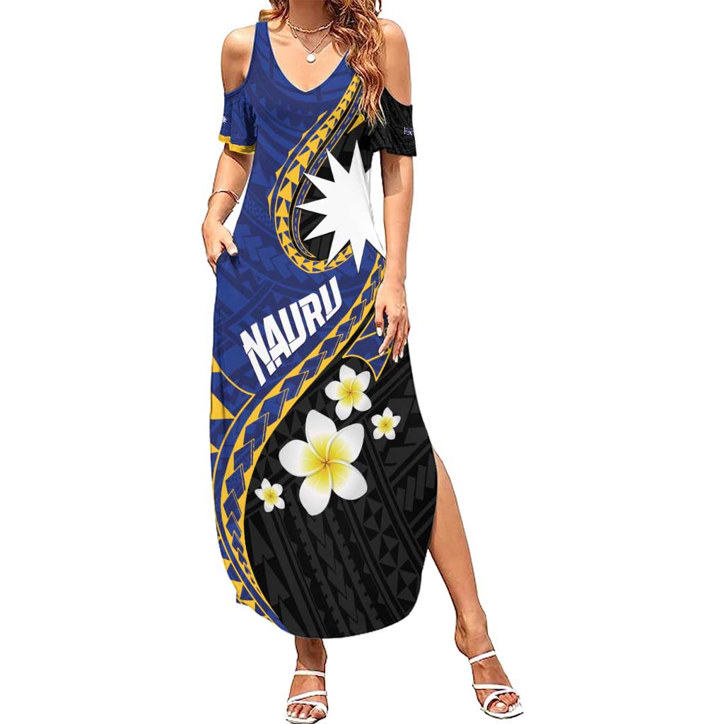 Personalised Nauru Summer Maxi Dress Naoero Proud Plumeria