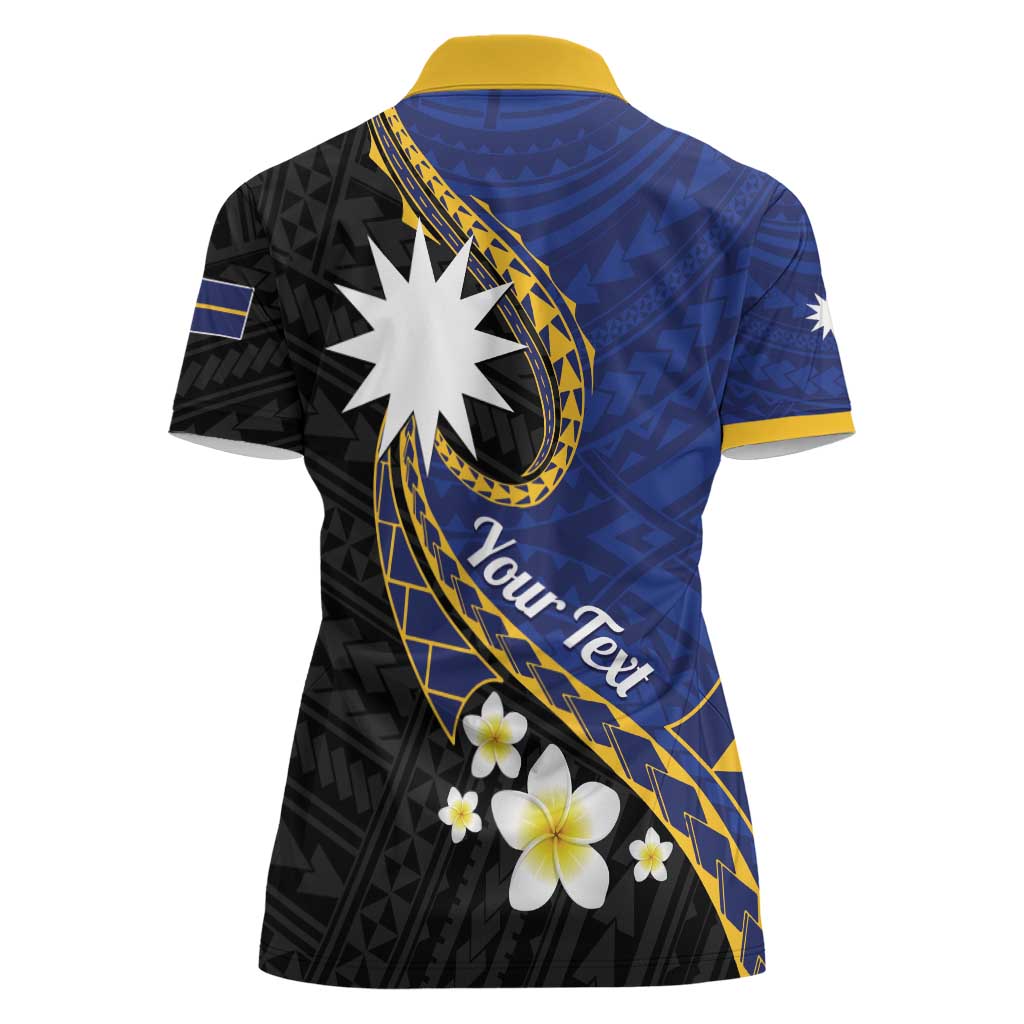 Personalised Nauru Women Polo Shirt Naoero Proud Plumeria