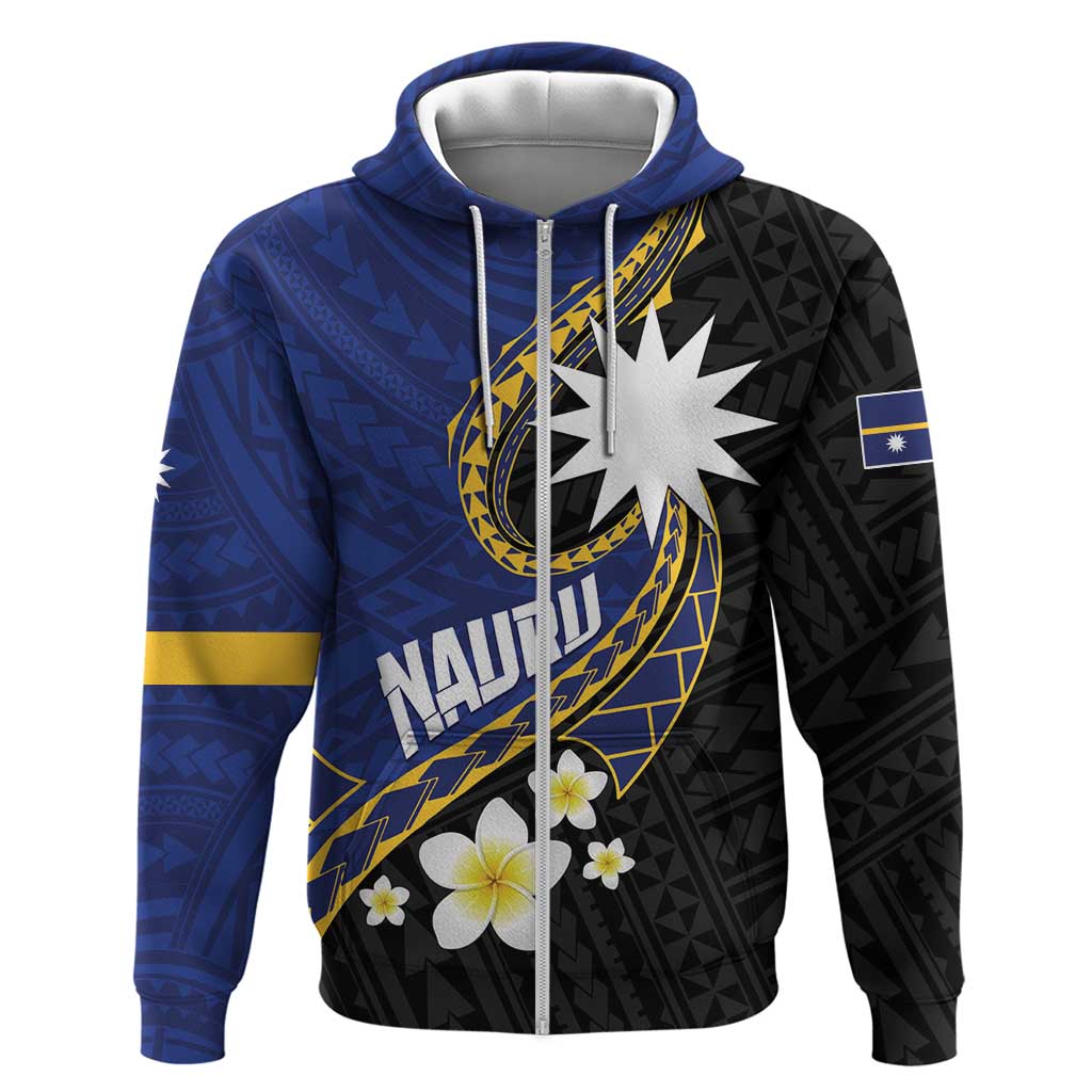 Personalised Nauru Zip Hoodie Naoero Proud Plumeria