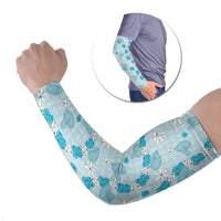 Hawaii Anthurium Tiare Pikake Lei Arm Sleeves UliUli Lauhala Art Pattern LT01 Set of 2 Blue - Polynesian Pride