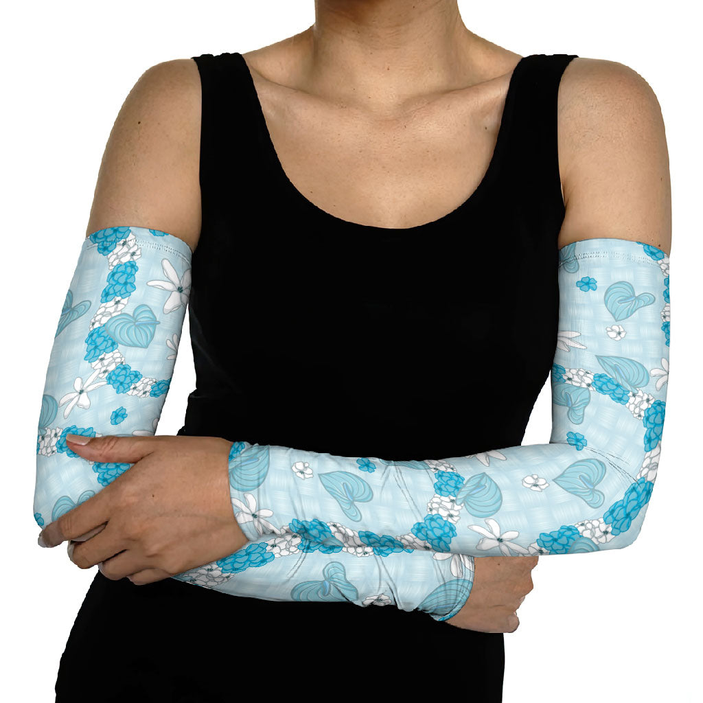 Hawaii Anthurium Tiare Pikake Lei Arm Sleeves UliUli Lauhala Art Pattern LT01 - Polynesian Pride
