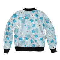 Hawaii Anthurium Tiare Pikake Lei Bomber Jacket UliUli Lauhala Art Pattern LT01 - Polynesian Pride