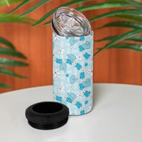 Hawaii Anthurium Tiare Pikake Lei 4 in 1 Can Cooler Tumbler UliUli Lauhala Art Pattern LT01 - Polynesian Pride