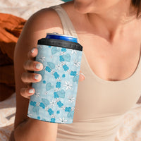 Hawaii Anthurium Tiare Pikake Lei 4 in 1 Can Cooler Tumbler UliUli Lauhala Art Pattern LT01 - Polynesian Pride