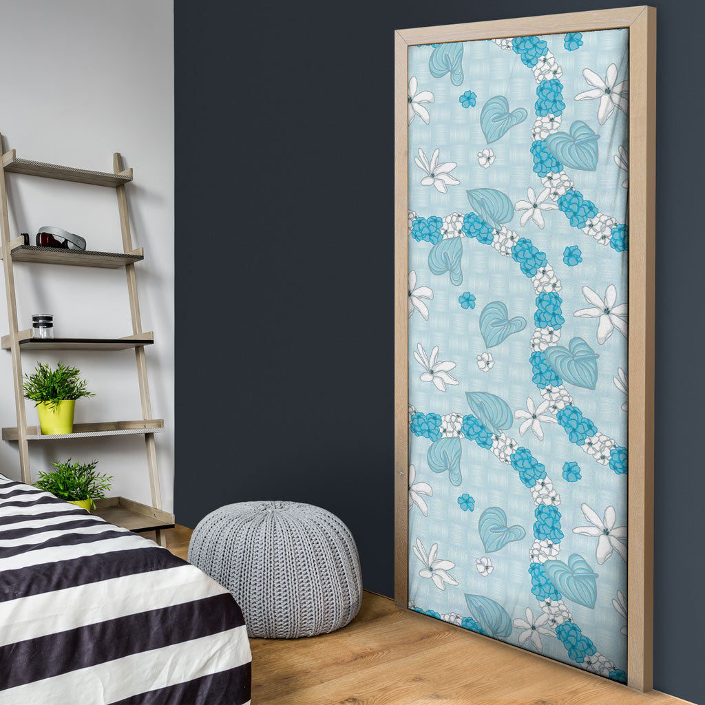 Hawaii Anthurium Tiare Pikake Lei Door Cover UliUli Lauhala Art Pattern LT01 - Polynesian Pride