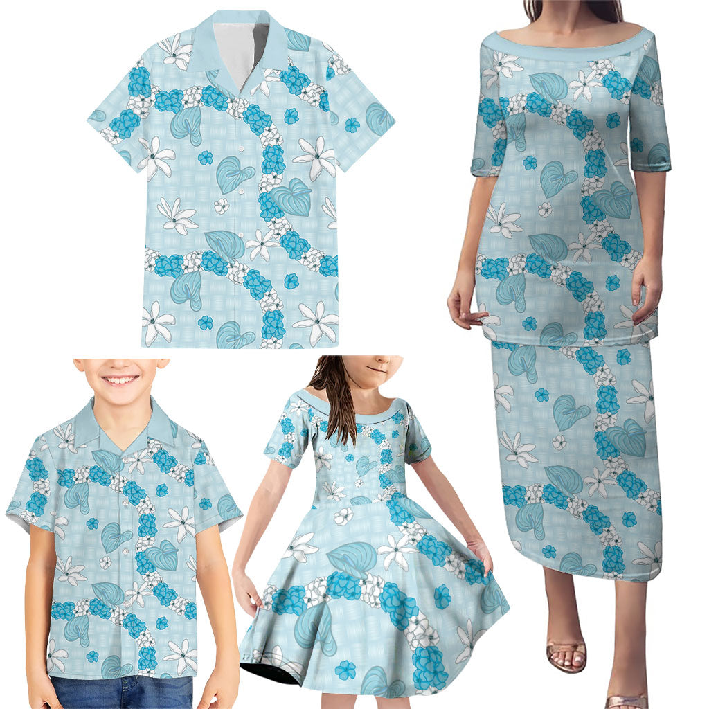 Hawaii Anthurium Tiare Pikake Lei Family Matching Puletasi and Hawaiian Shirt UliUli Lauhala Art Pattern LT01 - Polynesian Pride