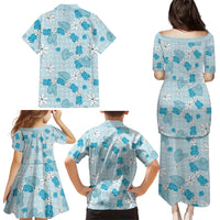 Hawaii Anthurium Tiare Pikake Lei Family Matching Puletasi and Hawaiian Shirt UliUli Lauhala Art Pattern LT01 - Polynesian Pride