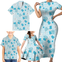 Hawaii Anthurium Tiare Pikake Lei Family Matching Short Sleeve Bodycon Dress and Hawaiian Shirt UliUli Lauhala Art Pattern