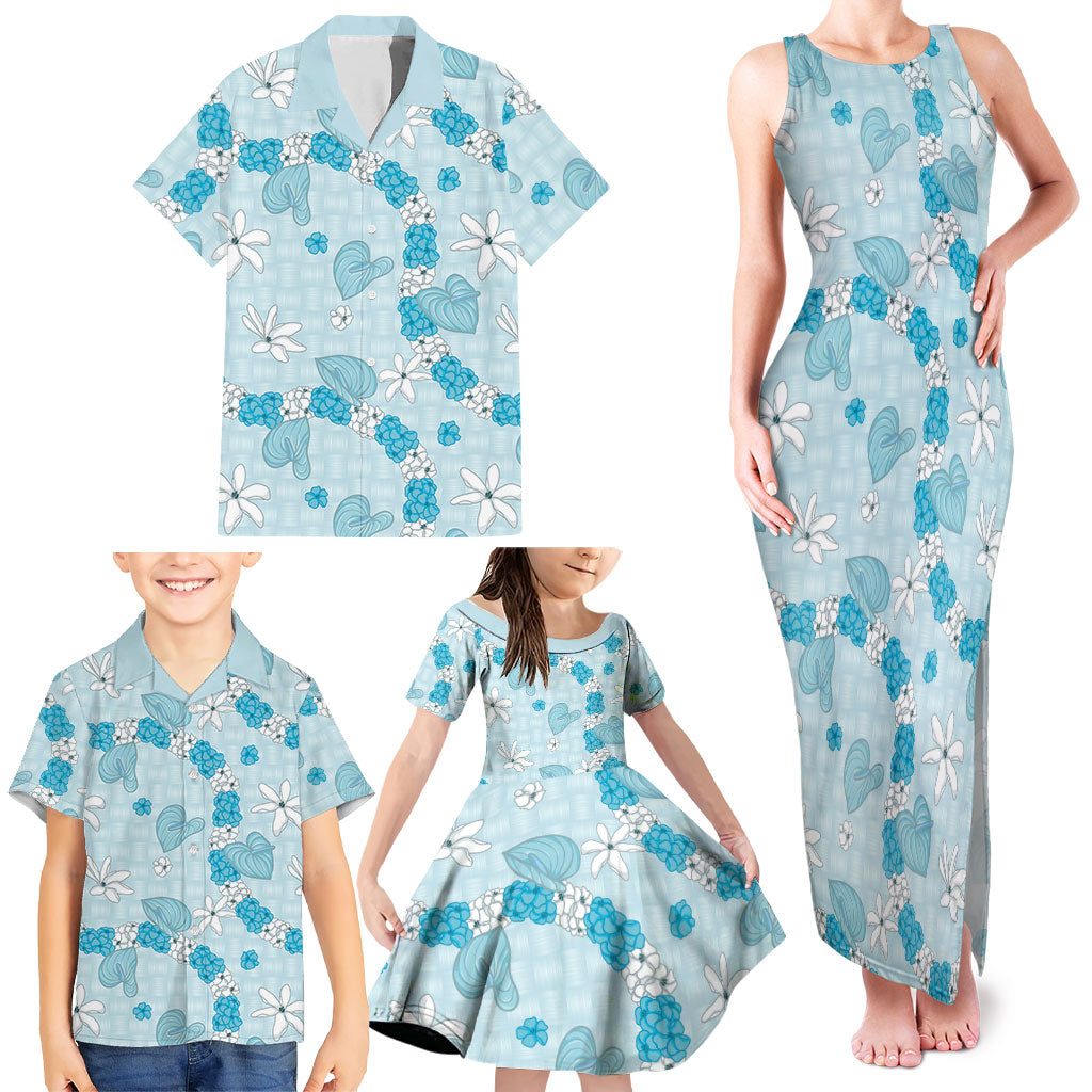 Hawaii Anthurium Tiare Pikake Lei Family Matching Tank Maxi Dress and Hawaiian Shirt UliUli Lauhala Art Pattern LT01 - Polynesian Pride