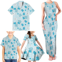 Hawaii Anthurium Tiare Pikake Lei Family Matching Tank Maxi Dress and Hawaiian Shirt UliUli Lauhala Art Pattern LT01 - Polynesian Pride