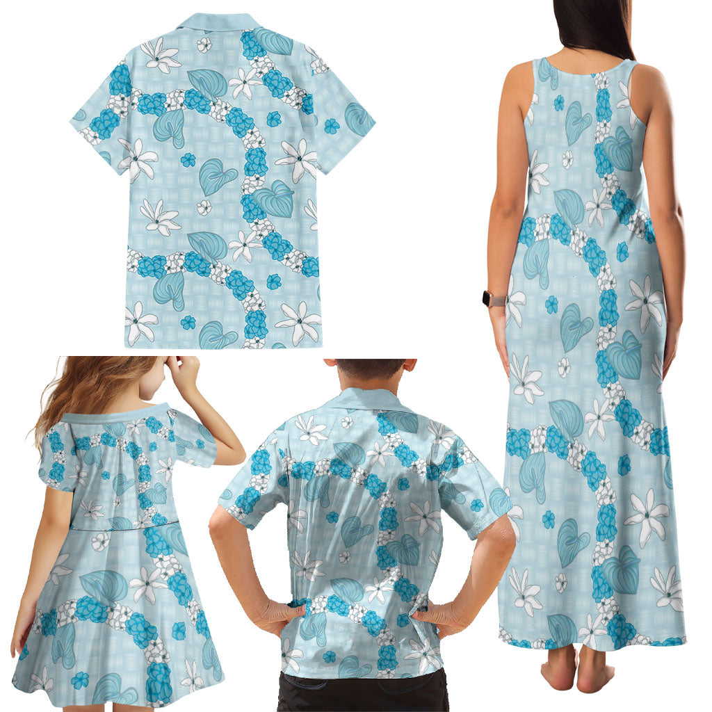 Hawaii Anthurium Tiare Pikake Lei Family Matching Tank Maxi Dress and Hawaiian Shirt UliUli Lauhala Art Pattern LT01 - Polynesian Pride