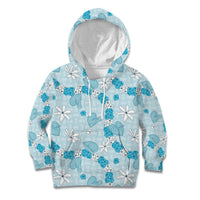 Hawaii Anthurium Tiare Pikake Lei Kid Hoodie UliUli Lauhala Art Pattern