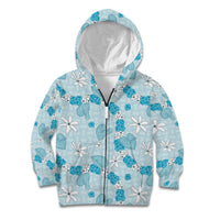 Hawaii Anthurium Tiare Pikake Lei Kid Hoodie UliUli Lauhala Art Pattern
