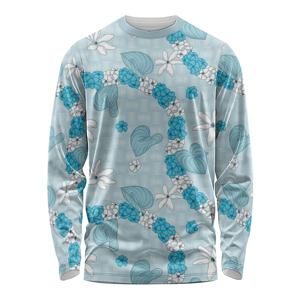 Hawaii Anthurium Tiare Pikake Lei Long Sleeve Shirt UliUli Lauhala Art Pattern