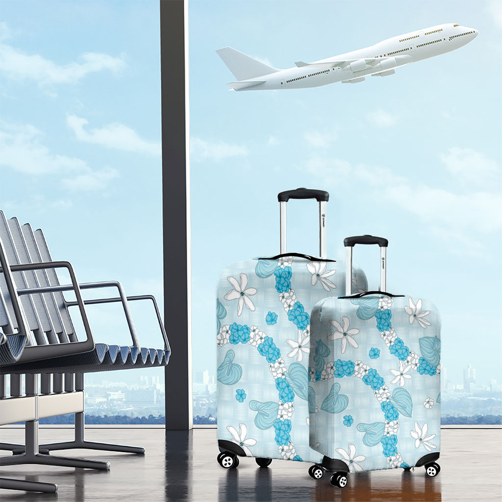 Hawaii Anthurium Tiare Pikake Lei Luggage Cover UliUli Lauhala Art Pattern