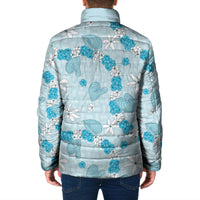 Hawaii Anthurium Tiare Pikake Lei Padded Jacket UliUli Lauhala Art Pattern