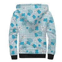 Hawaii Anthurium Tiare Pikake Lei Sherpa Hoodie UliUli Lauhala Art Pattern