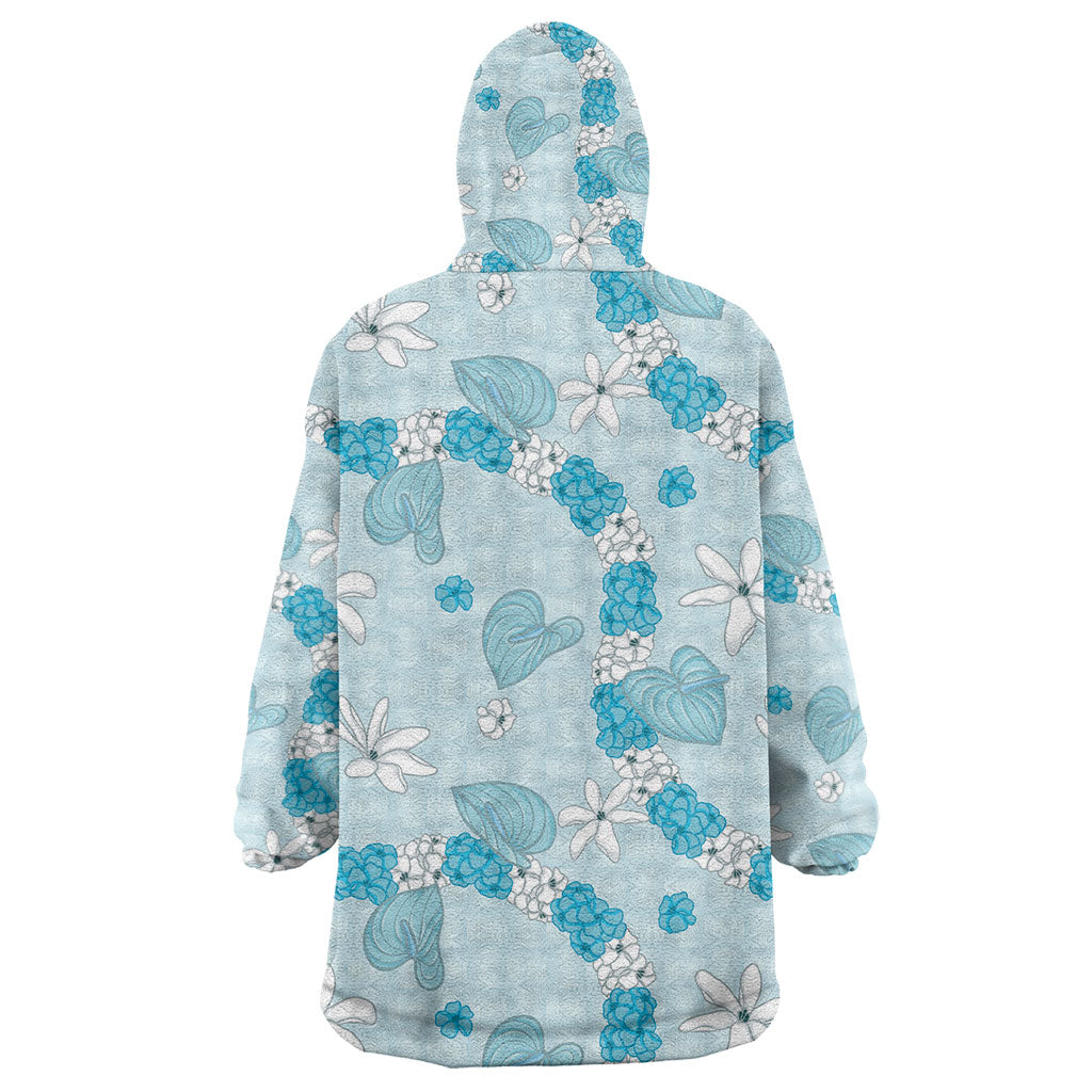 Hawaii Anthurium Tiare Pikake Lei Wearable Blanket Hoodie UliUli Lauhala Art Pattern LT01 - Polynesian Pride