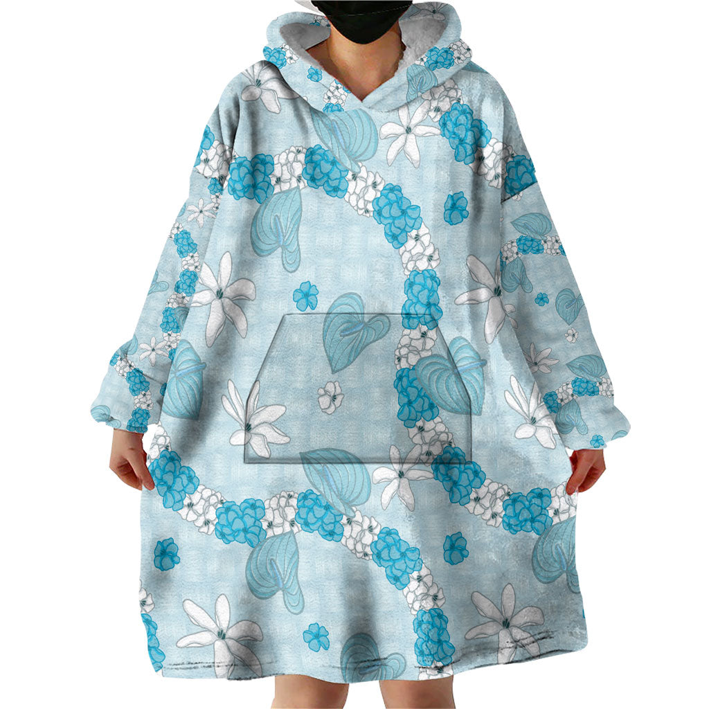 Hawaii Anthurium Tiare Pikake Lei Wearable Blanket Hoodie UliUli Lauhala Art Pattern LT01 - Polynesian Pride