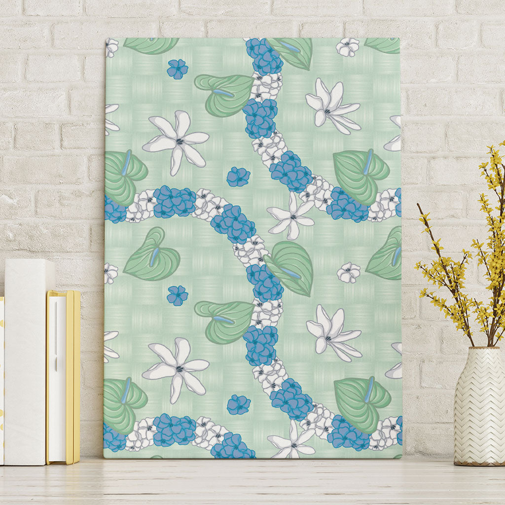 Hawaii Anthurium Tiare Pikake Lei Canvas Wall Art Omaomao Lauhala Art Pattern