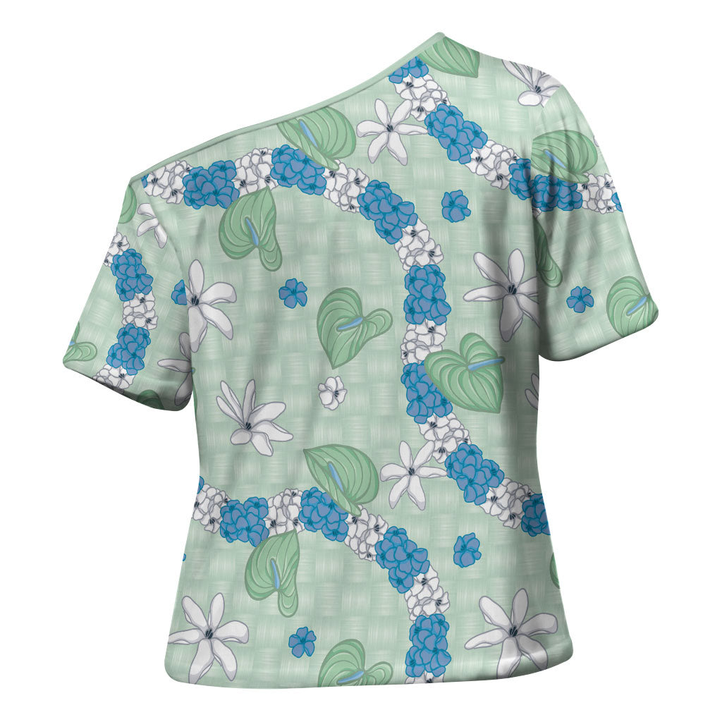 Hawaii Anthurium Tiare Pikake Lei Cross Shoulder Shirt Omaomao Lauhala Art Pattern