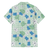 Hawaii Anthurium Tiare Pikake Lei Family Matching Off Shoulder Short Dress and Hawaiian Shirt Omaomao Lauhala Art Pattern