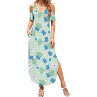 Hawaii Anthurium Tiare Pikake Lei Family Matching Summer Maxi Dress and Hawaiian Shirt Omaomao Lauhala Art Pattern