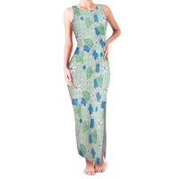 Hawaii Anthurium Tiare Pikake Lei Family Matching Tank Maxi Dress and Hawaiian Shirt Omaomao Lauhala Art Pattern