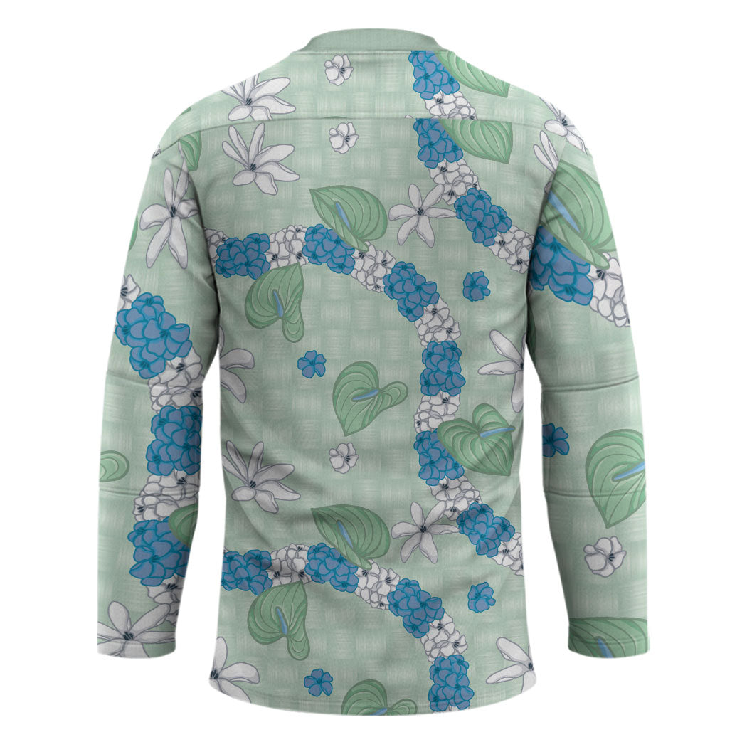 Hawaii Anthurium Tiare Pikake Lei Hockey Jersey Omaomao Lauhala Art Pattern LT01 - Polynesian Pride