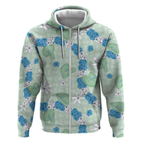 Hawaii Anthurium Tiare Pikake Lei Hoodie Omaomao Lauhala Art Pattern LT01 Zip Hoodie Green - Polynesian Pride