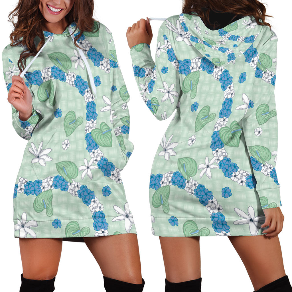 Hawaii Anthurium Tiare Pikake Lei Hoodie Dress Omaomao Lauhala Art Pattern LT01 - Polynesian Pride