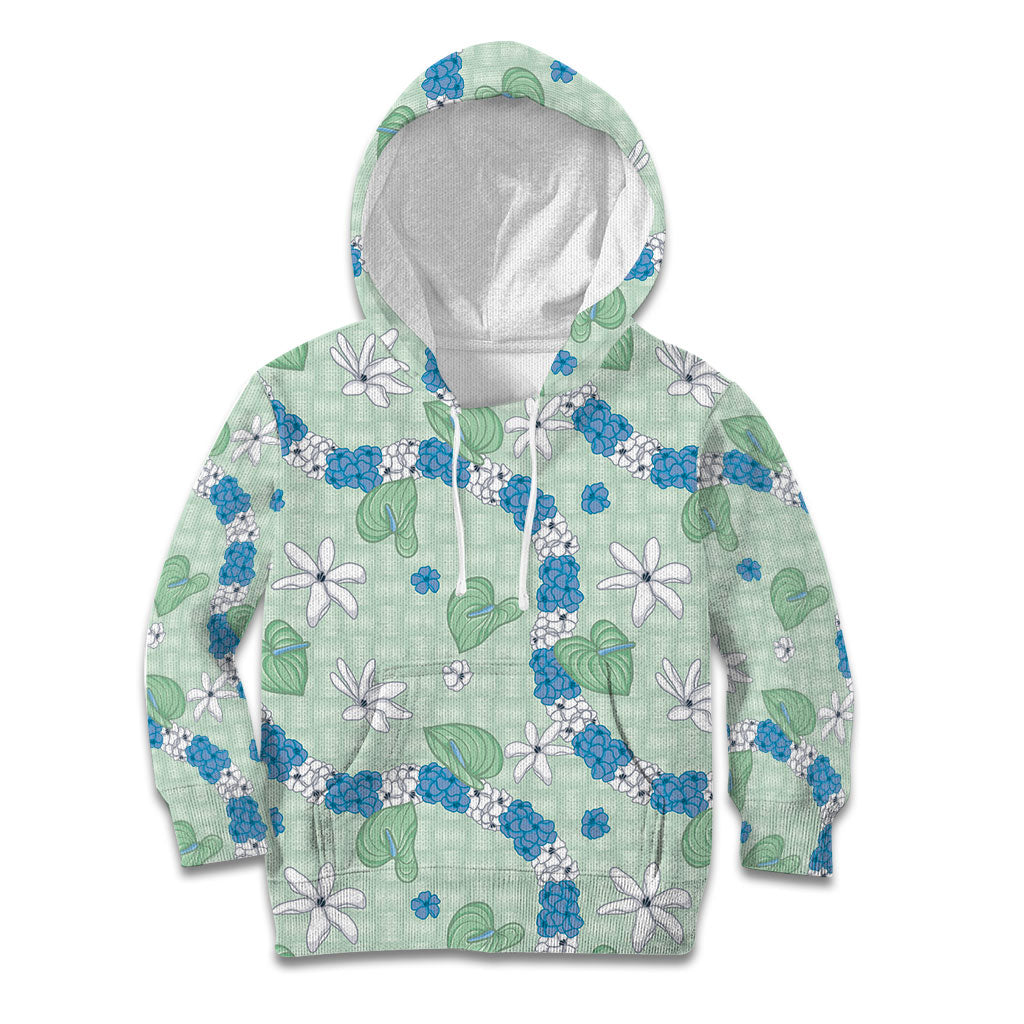 Hawaii Anthurium Tiare Pikake Lei Kid Hoodie Omaomao Lauhala Art Pattern