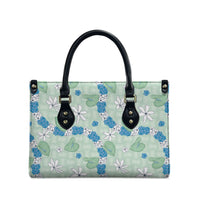 Hawaii Anthurium Tiare Pikake Lei Leather Bag Omaomao Lauhala Art Pattern