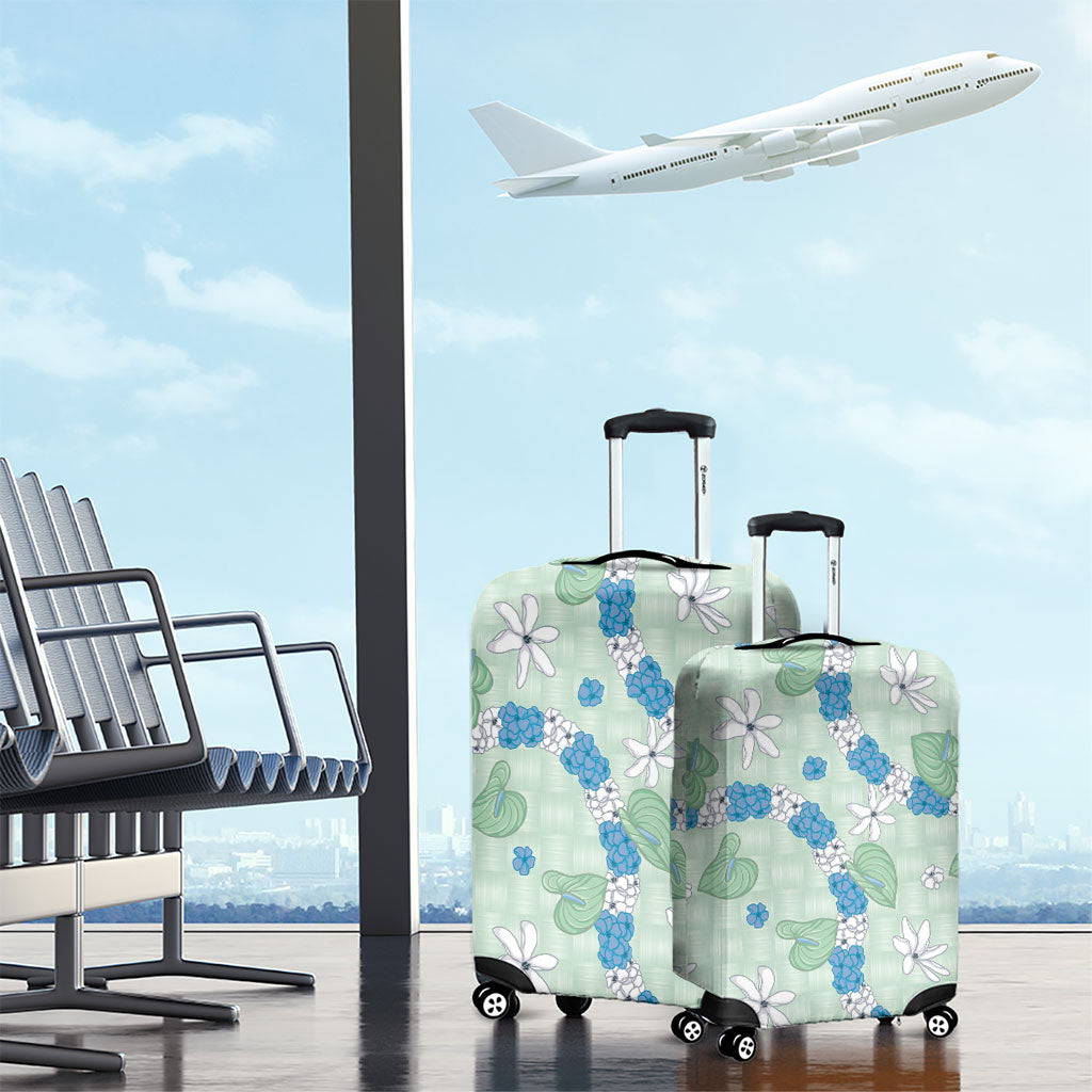 Hawaii Anthurium Tiare Pikake Lei Luggage Cover Omaomao Lauhala Art Pattern