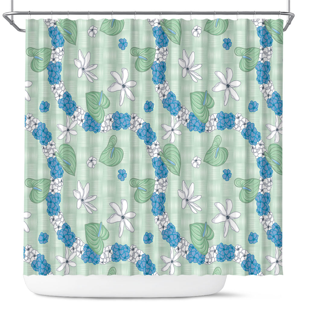 Hawaii Anthurium Tiare Pikake Lei Shower Curtain Omaomao Lauhala Art Pattern