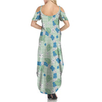 Hawaii Anthurium Tiare Pikake Lei Summer Maxi Dress Omaomao Lauhala Art Pattern