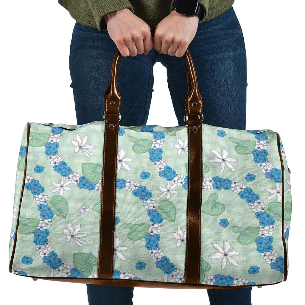 Hawaii Anthurium Tiare Pikake Lei Travel Bag Omaomao Lauhala Art Pattern