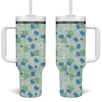 Hawaii Anthurium Tiare Pikake Lei Tumbler With Handle Omaomao Lauhala Art Pattern
