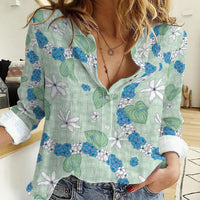 Hawaii Anthurium Tiare Pikake Lei Women Casual Shirt Omaomao Lauhala Art Pattern
