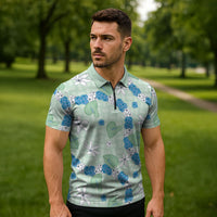 Hawaii Anthurium Tiare Pikake Lei Zipper Polo Shirt Omaomao Lauhala Art Pattern